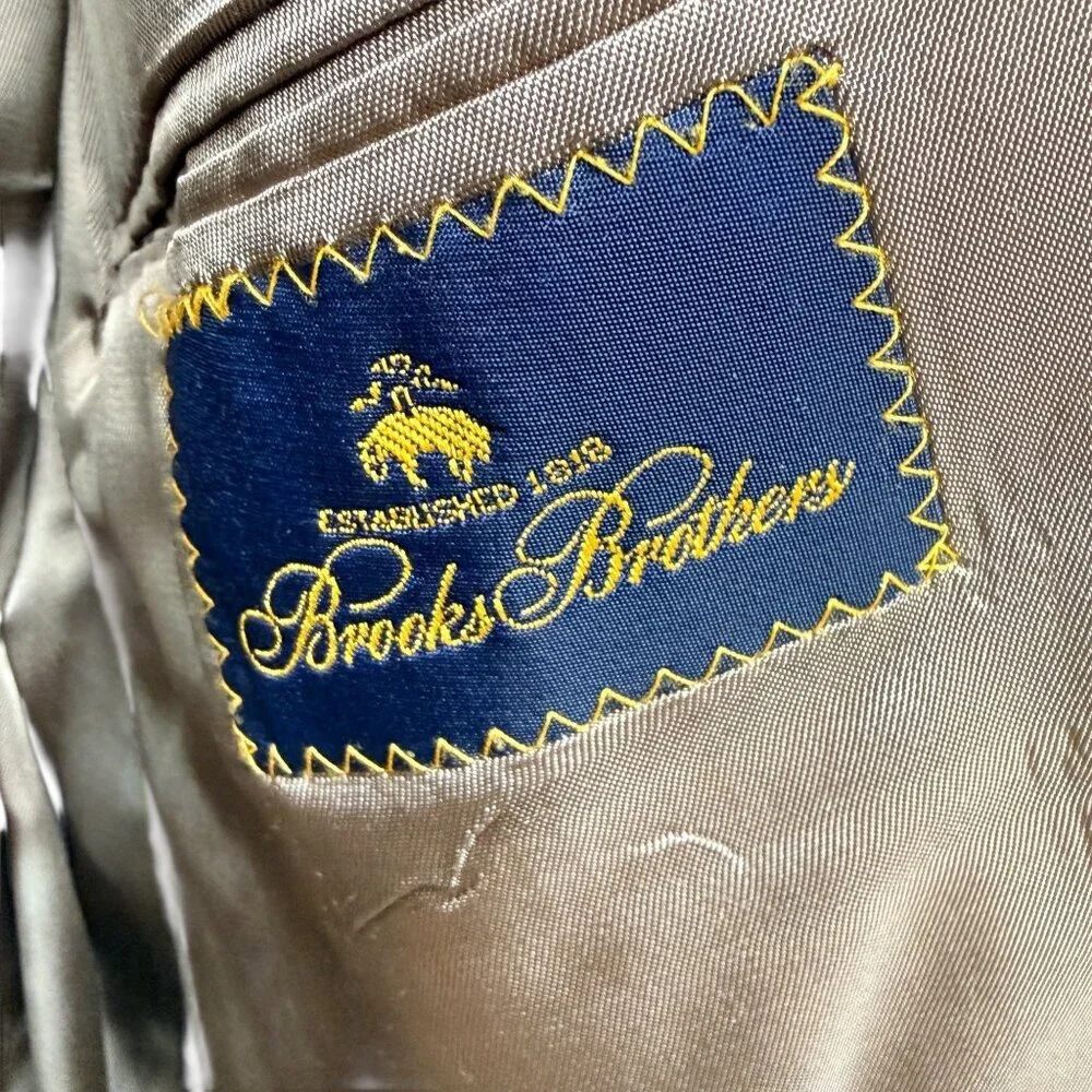 BROOKS BROTHERS  Mens Chino Blazer 41L Olive Green Classic Preppy Jacket